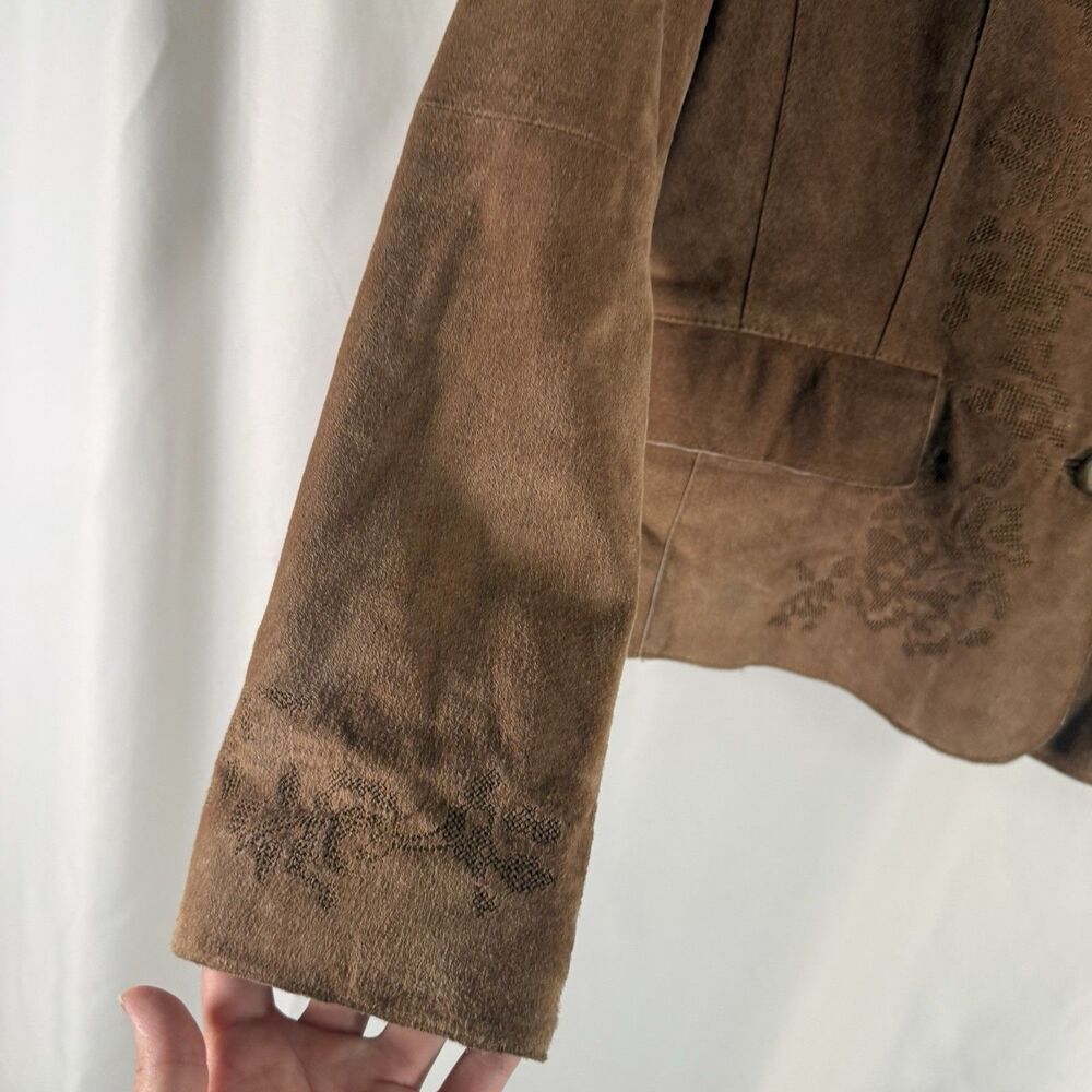 Coldwater Creek Leather Jacket Women's Medium Brown 3 Button Front Pockets - Picture 4 of 11